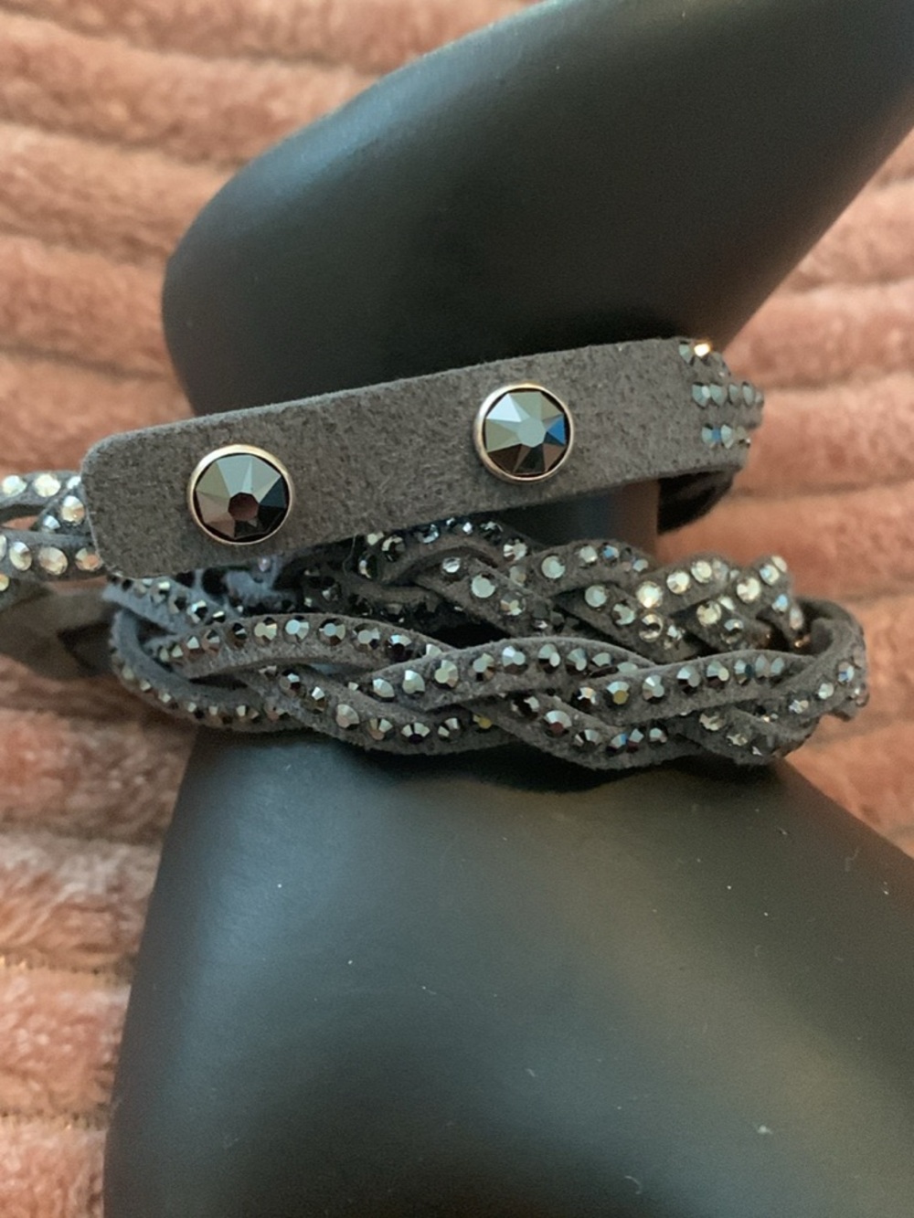 Touchstone Crystal Black Layered Crystal Wrap Bracelet - Picture 3 of 9